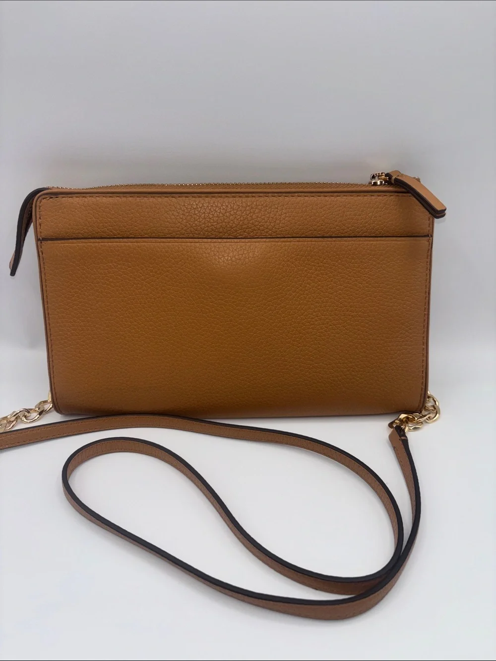 Tory Burch Pebbled Leather Crossbody in Taffee Brown with Gold Hardware
